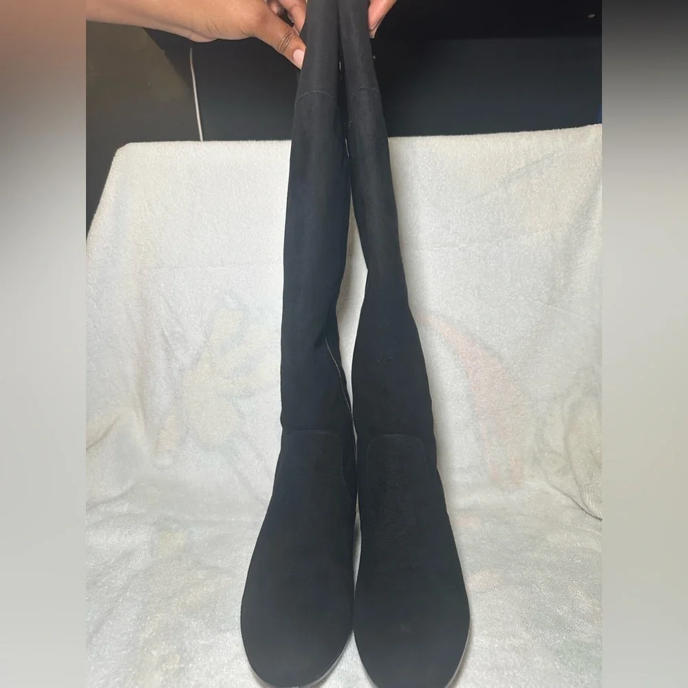 ANTONIO MELANI Parsena Black Staple Over the Knee Leather Boots 10M